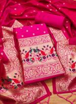Banarasi Silk Pink Festival Wear Weaving Dress Material